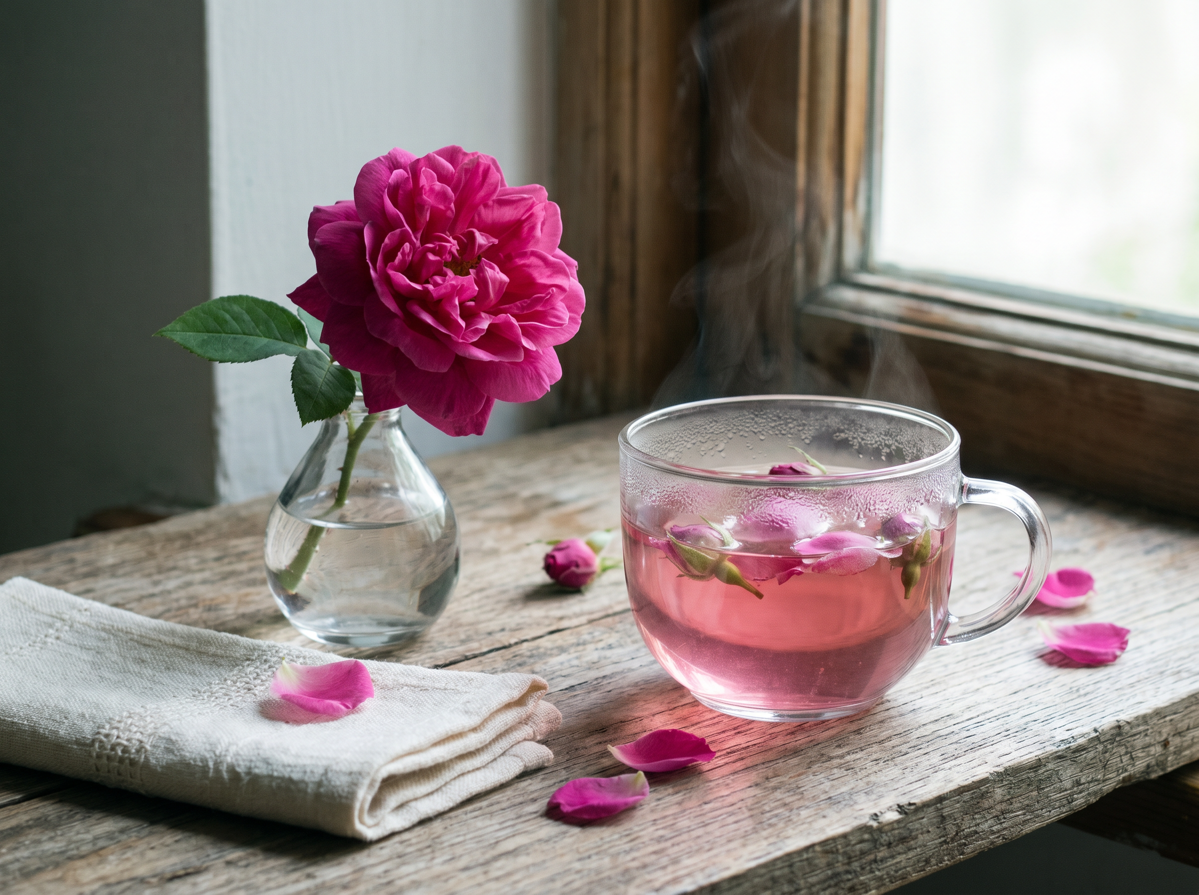 Hands holding rose buds at a Kannauj distillery